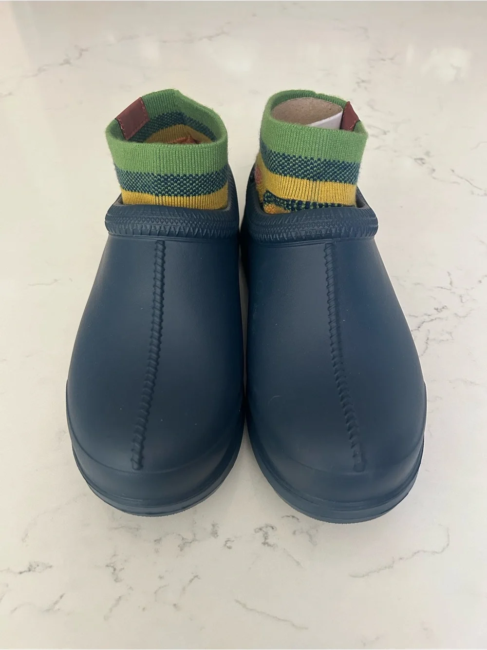 UGG The Elder Statesman Tasman X Green and Yellow Knit Cashmere Sock